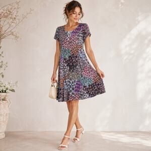 Everlily Dress Women's Size S Paisley Slinky Keyhole NWT Casual Office Romantic